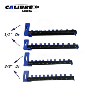 TAIWAN CALIBRE 1/4", 3/8" or 1/2" Dr. Trapezoid Single <b>Rail</b> Aluminum Socket Holder <b>Rack</b> - Product Image 5