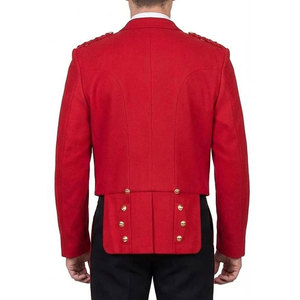 Best Selling Ventoria Enterprises Scottish Wedding Kilt Jacket <b>Red</b> Serge <b>Wool</b> Prince Charlie Argyle Pattern 5 Button Custom Logo - Product Image 3