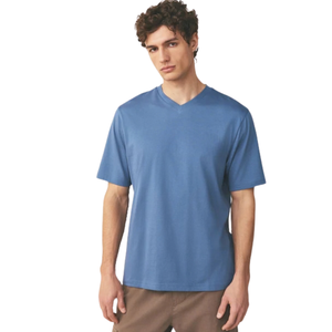 Camisetas de Cuello en V para Hombre, Corte Regular, Manga Corta, Casuales, Personalizadas, al por Mayor, de Algodón Jersey, Prenda Básica para Uso Diario, Proveedores OEM - Product Image 2