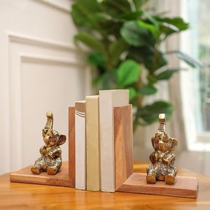 Sheesham Wood Carved Elephant <b>Bookends</b> Wholesale - Moradabad Handicraft - Product Image 2