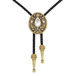 Collar con Medallón de Cabeza de Lobo 3D Chapado en Oro de Zinc, Estilo Americano, con Lazos Bolo Turquesa - Product Image 4