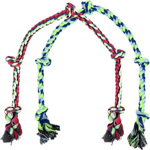 Jouets en corde pour chien de qualité supérieure en coton pour les chiens qui mâchent agressivement, jouets à mâcher en corde résistants pour chiens de grande et moyenne taille, 5 nœuds - Product Image 1
