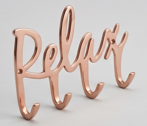 Elegant Relax Letter <b>Wall</b> Hook Copper Metal 4 Hooks Modern Design for <b>Clothes</b> and Keys Drill Installation - Product Image 1