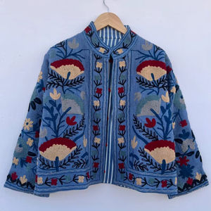 Veste tissée unisexe Boho Chic TNT Suzani faite à la main, réversible, respirante, matelassée, à col montant, pour l'hiver, style ethnique - Product Image 1