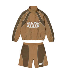 Custom Nylon <b>Men's</b> Windbreaker Tracksuits Set Zip-up Hoodie and <b>Shorts</b> Plain Summer Wind Breaker <b>Short</b> & T-shirt Set - Product Image 4