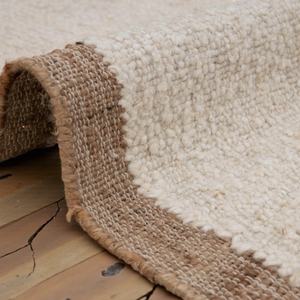 Tapis rectangulaire écologique en jute naturelle tissé à la main, abstrait, antidérapant, adapté aux animaux domestiques, pour intérieur et extérieur, avec bordure, pour salon, personnalisable - Product Image 1