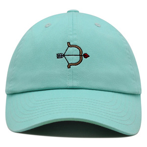 Casquette de baseball bleu clair à 6 panneaux avec logo arc et flèche brodé, unisexe, ajustable, en sergé de coton, décontractée pour adulte - Product Image 1