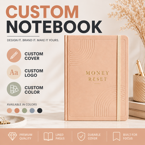 LABON Soft Peach Money Reset Budget Planner Hardcover Vegan Leather Financial Goals Journal Finance Wealth Management Notebook - Product Image 1