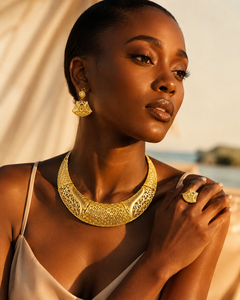African Heritage Gold Plated Fashion Necklace Set Luxury Vintage Bridal Jewelry for Nigerian Women Wholesale - Product Image 3