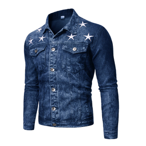 Saleh Enterprises Casual Men Regular Fit <b>Denim</b> Jacket Stone Wash Embroidered Y2K Urban Fashion Trucker <b>Coat</b> Outerwear Wholesale - Product Image 4