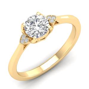 Anillo de Diamante Cultivado en Laboratorio REYES, Corte Redondo Personalizado, 0.85Ct, HPHT CVD, Certificado IGI, Oro Amarillo de 14K, Regalo para Fiesta de Compromiso, Joyería - Product Image 2