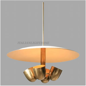 Lustre Sputnik moderne du milieu du siècle, en laiton brut, 4 lumières, suspension artisanale en laiton italien, luminaire de plafond pour salle à manger - Product Image 5