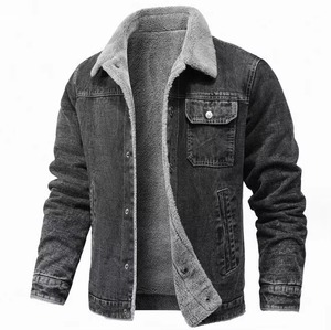 Custom Logo Jean <b>Jacket</b> Washed Solid Color Boyfriend <b>Men</b> <b>Denim</b> <b>Jackets</b> - Product Image 1