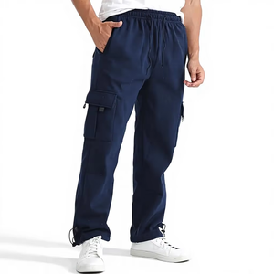 Men Casual Vintage Jogger Pants Multiple Pockets Regular Fit Quick-Dry Breathable Fleece Anti-Wrinkle Eco-Friendly <b>Elastic</b> Waist - Product Image 1