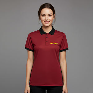 Ladies Short Sleeve for Shirts Breathable Quick Dry Casual <b>Appliques</b> 100% Cotton Summer Women polo shirt - Product Image 1
