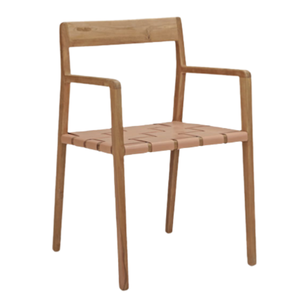 Chaise de jardin moderne en teck avec accoudoirs, design scandinave effilé, mobilier d'extérieur - Product Image 1