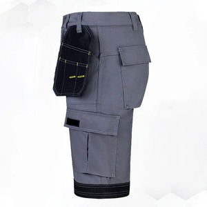 Pantalones Cortos Cargo Grises para Hombre, con Múltiples Bolsillos, Transpirables, Estilo Ropa de Trabajo Ecológica, Cintura Alta, Tela 100% Algodón Peinado - Product Image 3