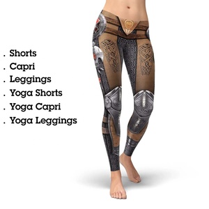 Leggings de yoga pour femmes, design personnalisé, spandex/polyester, extensibles dans quatre directions, antibactériens, avec cordon de serrage, pour l'entraînement - Product Image 4
