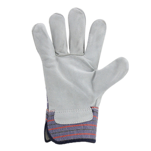 Leather Safety <b>Gloves</b> Gray <b>Red</b> Full Grain Abrasion Resistant Anti Slip General Purpose Work <b>Gloves</b> Knit Wrist - Product Image 3