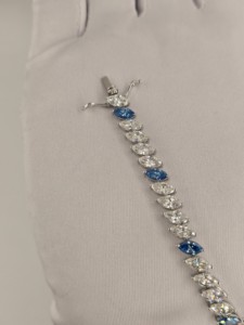 Lab Grown Diamond <b>Bracelet</b> in 14K & 18K <b>White</b> Gold, Blue Marquise Tennis <b>Bracelet</b>, 7 Inch Elegant Fine Jewelry - Product Image 3