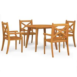 Juego de Comedor de Jardín de Madera de Acacia Sólida con Acabado Aceitado, Colección de Madera Natural - Product Image 2