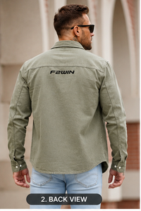 F2WIN Men's Autumn Motorcycle Bomber <b>Denim</b> <b>Jacket</b> Windproof Waterproof Breathable Quick Dry Vintage Stone Wash <b>Custom</b> Fabric - Product Image 6