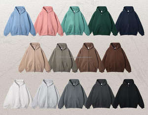 Fabricant de sweats à capuche surdimensionnés en tissu lourd 350 g/m² avec fermeture éclair, sweats à capuche épais avec fermeture éclair, sweats à capuche unisexes - Product Image 2