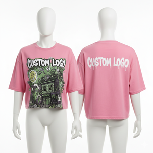 Camiseta Corta de Alta Calidad para Mujer, Camisetas de Manga Corta Oversize, Top Corto con Hombros Caídos, Camisetas para Mujer 2026 - Product Image 1