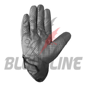 Bloodline Leather Motorcycle <b>Gloves</b> Wrist Length Breathable Unlined Sporty Style Cycling Black - Product Image 2