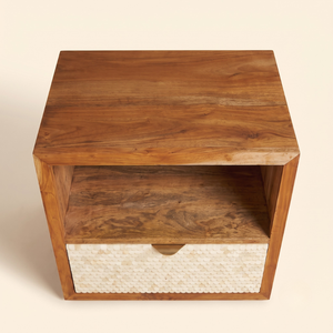 Customized Wood Inlay Nightstand Bedside <b>Table</b> <b>With</b> 1 <b>Drawer</b> Handmade Wooden Inlay End <b>Table</b> Cabinet For Bedroom Hotels - Product Image 3