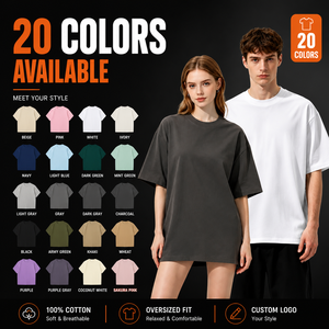 T-shirt Homme Oversize 230G à Épaules Tombantes 100% Coton Couleur Unie Décontracté Manches Courtes Col Rond en Jersey - Product Image 2