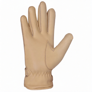 Gants de conduite en cuir beige de qualité supérieure, unisexes, à doigts entiers, finition douce au toucher, sangle de poignet réglable, confortables, adhérence sécurisée - Product Image 3