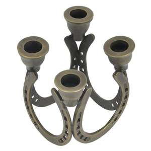 <b>Brass</b> Antique 4 Arms Horse Shoe Style <b>Candlestick</b> Candle Stand Table Centerpiece Items Home Decoration - Product Image 1