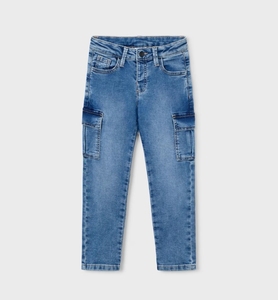 Pantalon cargo long en denim pour garçons, 100% coton, style streetwear, respirant, multi-poches, décontracté, logo personnalisé - Product Image 3