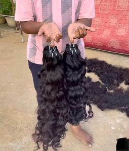 มัดผมมนุษย์เป็นลอนธรรมชาติผมต่อผมแท้นุ่มหนาไม่พันกันทน - Product Image 5