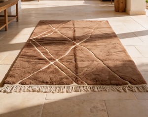 Auténtica Alfombra Marroquí Beni Ourain, Alfombra de Lana Tejida a Mano, Alfombra Berber Marroquí Beni Ourain de Lujo, Alfombra de Lana de Pelo Largo - Product Image 1