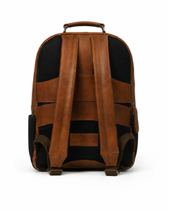Classic Genuine Leather Breathable Laptop <b>Backpack</b> with Zipper Closure Front Pocket Unisex Softback 24L Capacity Office Use - Product Image 3