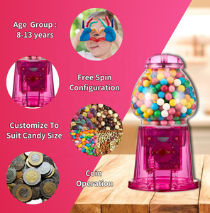Distributeur Kwang Hsieh pour bonbons durs, bonbons gélifiés, jus de gelée, bonbons mous, chewing-gum, en plastique rose de 11 pouces, en vrac, vente en gros - Product Image 3