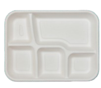 Assiettes à dîner divisées en 5 compartiments, plateau rectangulaire en plastique de qualité alimentaire, plateau de service durable pour buffet et restauration