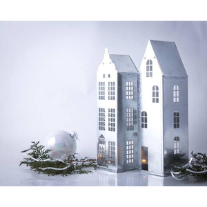 Vintage Style White Metal House <b>Tea</b> <b>Light</b> <b>Holders</b> Decorative Christmas Lanterns Handcrafted Tabletop Home Decor Gift Item - Product Image 5