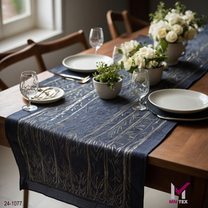 Chemin de table en coton de qualité supérieure armure toile avec motif imprimé pour hôtels restaurants dîners de fête fêtes en famille - Product Image 4