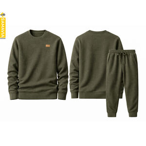 Ropa informal cálida de invierno para hombre, conjuntos de prendas de vestir exteriores de 2 piezas, ropa de descanso de punto transpirable que comprende suéteres, pantalones, patrón sólido - Product Image 2