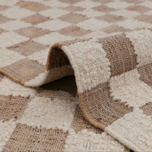 Alfombra Abstracta de Yute Natural Hecha a Mano |   Alfombra Tejida a Mano Ecológica y Antibacteriana, Apta para Mascotas, para Sala de Estar, Dormitorio y Hogar - Product Image 1