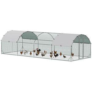 Grande Recinto per Polli Tipo H & A in Argento, Gabbia Esterna per Pollame con Copertura per Allevamento di Galline - Product Image 1