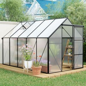6x10 FT Heavy Duty Walk-in Polycarbonate Greenhouse Raised Base Aluminum Anchor Garden Greenhouses Rooms for Outdoor Backyard - Product Image 2