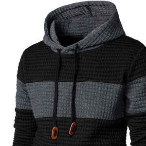 Sweat-shirt à capuche en tricot pour homme, à blocs de couleur, manches régulières, style automne - Product Image 3