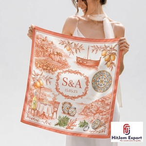 Pañuelo Cuadrado de Seda con Estampado Personalizado de Moda, Pañuelo para la Cabeza, Fabricante Textil OEM ODM, Exportación - Product Image 3