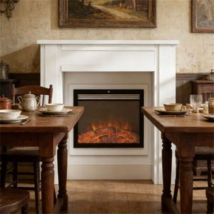 Elegante Chimenea Blanca Independiente Moderna con Accesorios para el Hogar - Product Image 4