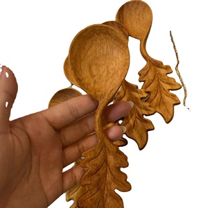 Vietnam Handcrafted Scoop Leaf Wooden <b>Spoon</b> Solid Wood Material for Sugar Salt Tea Scoop Kitchen <b>Serving</b> Decor - Product Image 1