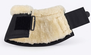 Custom Horse Bell Boots Neoprene Overreach Boots with Faux Sheepskin Fleece <b>Trim</b> & Hook Loop Fastener Solid Color Outdoor - Product Image 2